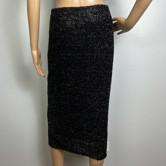 NEW LOVERS + FRIENDS REVOLVE BLACK TINSEL MIDI SKIRT - Picture 7 of 8